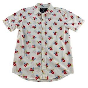 Sony PlayStation White Short Sleeve Shirt Men’s size small Y2k PS1 retro button